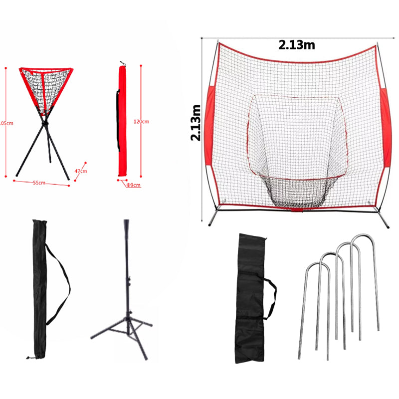 BNB-03 Kit Red de Práctica + Tee de Beisbol + Canasta para Pelotas