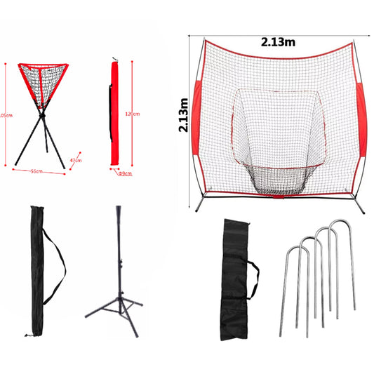 BNB-03 Kit Red de Práctica + Tee de Beisbol + Canasta para Pelotas