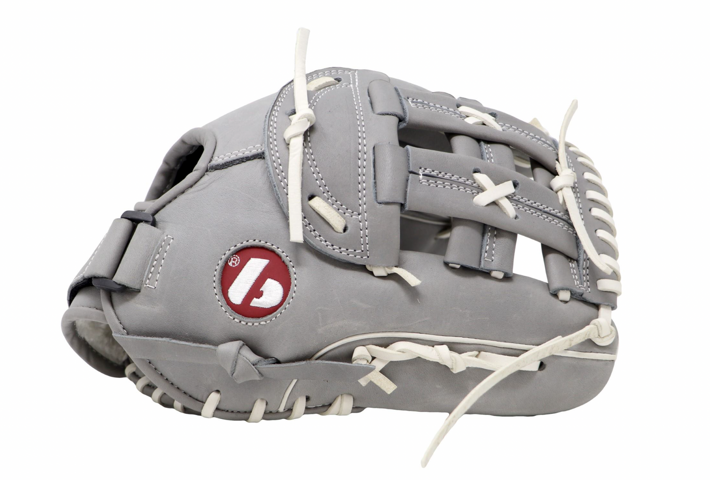 FL-130 Guante de béisbol profesional, cuero de plena flor, outfield, softbol, 13", Gris Claro