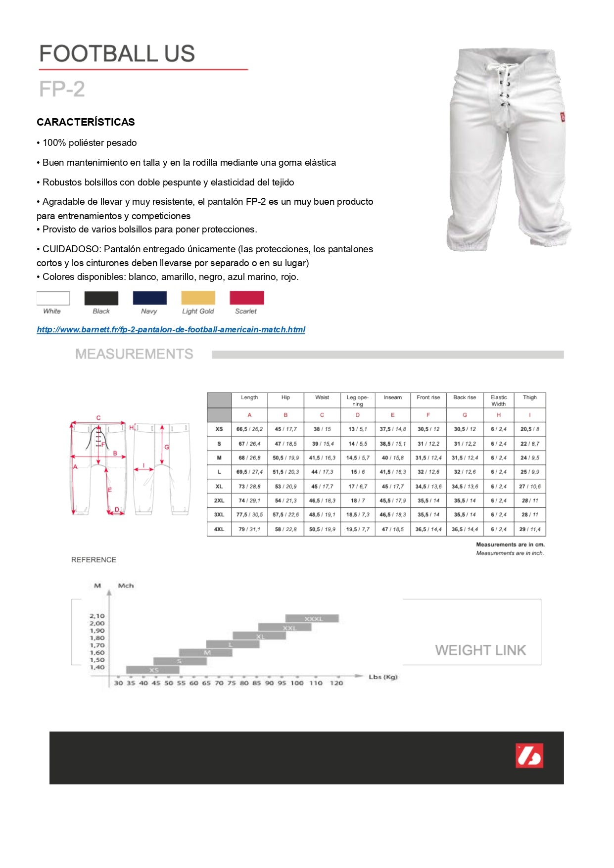 FP-2 Pantalones de fútbol americano