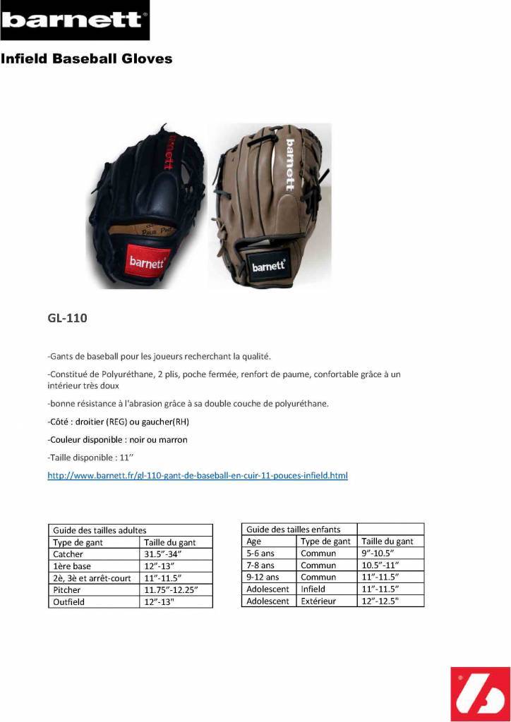 GL-110 Guante de béisbol cuero infield 11.5 (pulgadas) negro