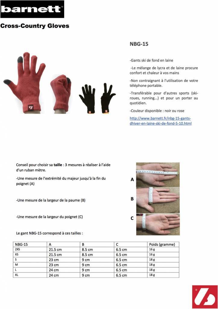 NBG-15 Guantes de invierno en lana - esquí de fondo -5 ° / -10 °, Rosa