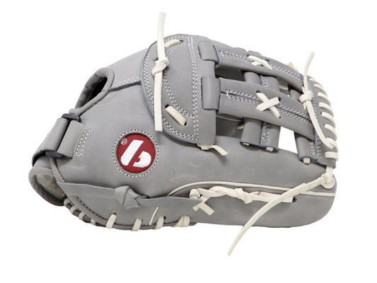 FL-130 Guante de béisbol profesional, cuero de plena flor, outfield, softbol, 13", Gris Claro