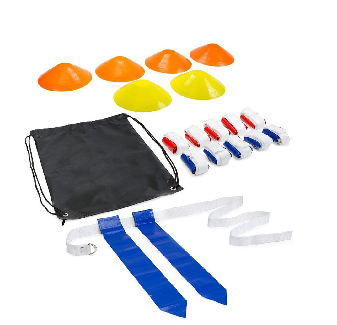 FLAG FOOTBALL kit de banderas y cinturones por 12 (1 por 3) con 6 conos