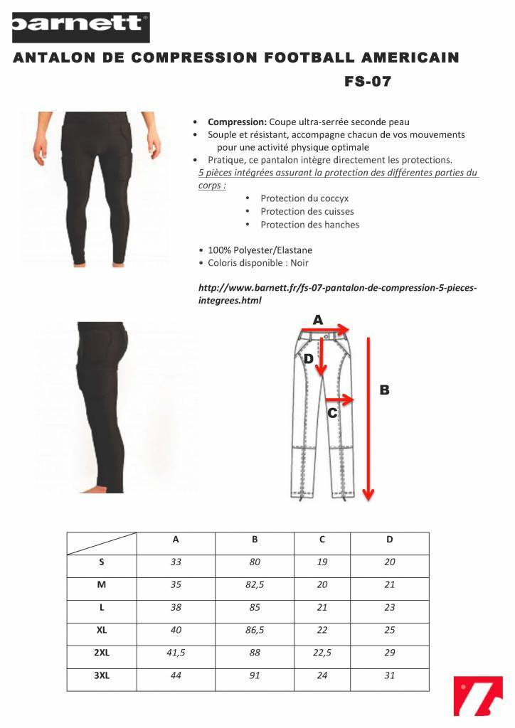 FS-07 pantalones de Compresión, 5 piezas integrados, para el fútbol Americano