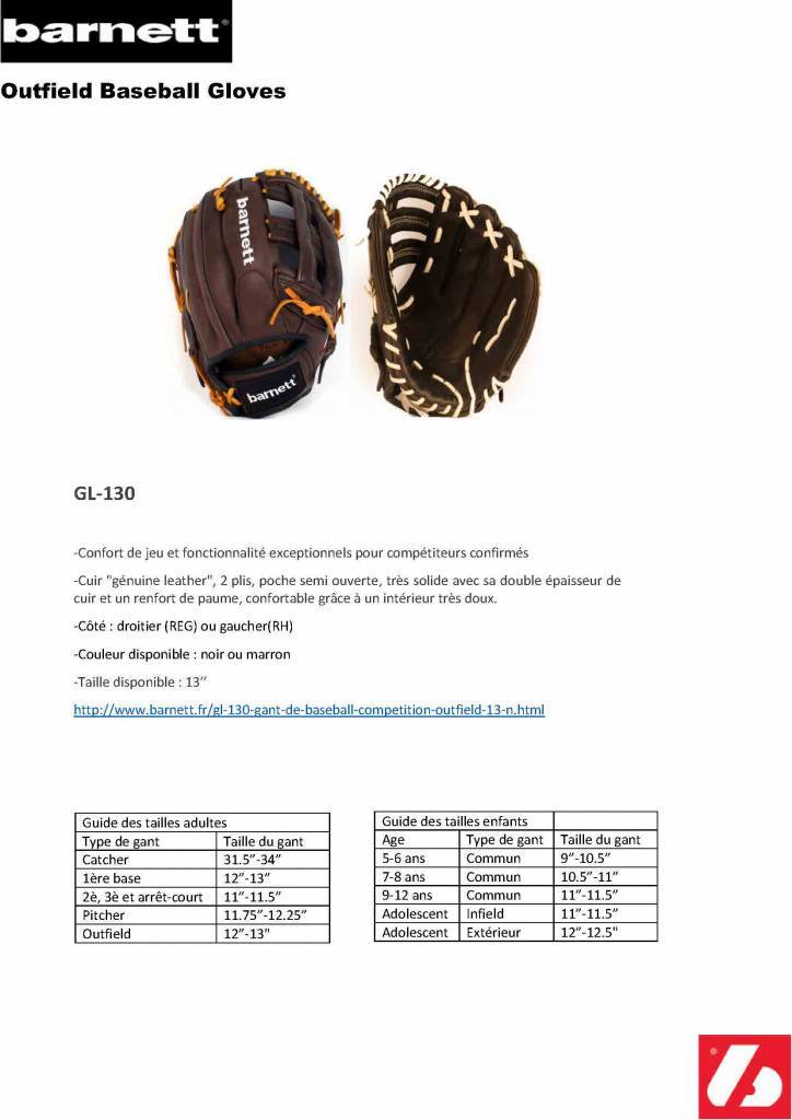 GL-130 Guante de beisbol de competición, outfield 13, negro