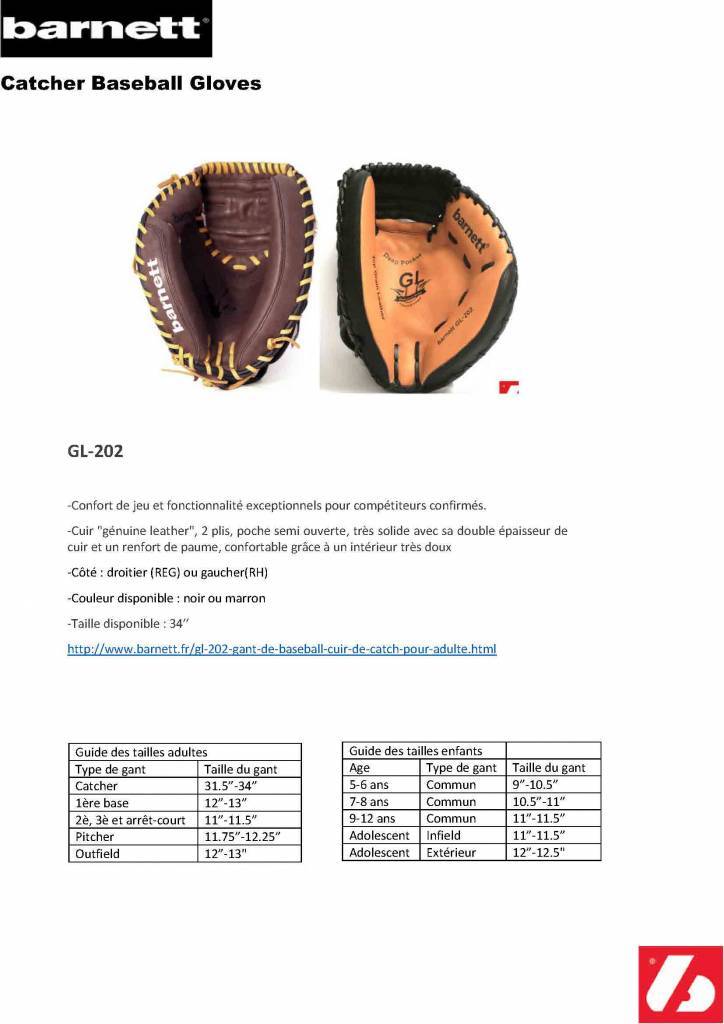 GL-202 Guante de béisbol, cuero, catcher, para adultos 32