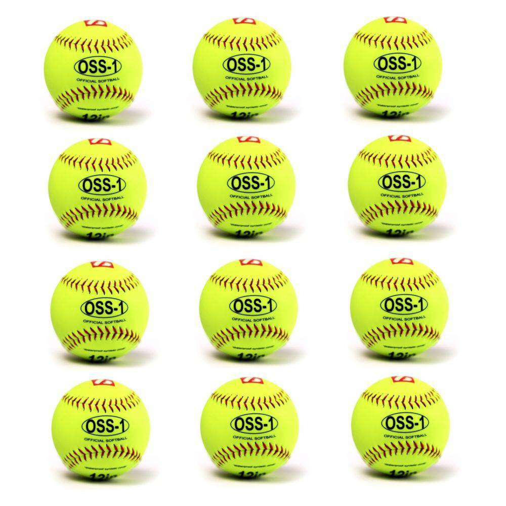 OSS-1 Pelota de entrenamiento, sóftbol, 12'', amarillo, 1 docena