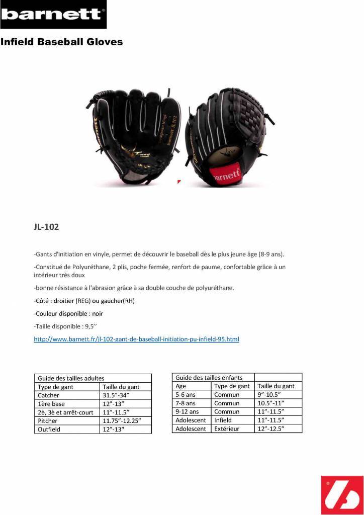 JL-102 Guante de béisbol compuesto, Infield, Tamaño 10,25 , Negro