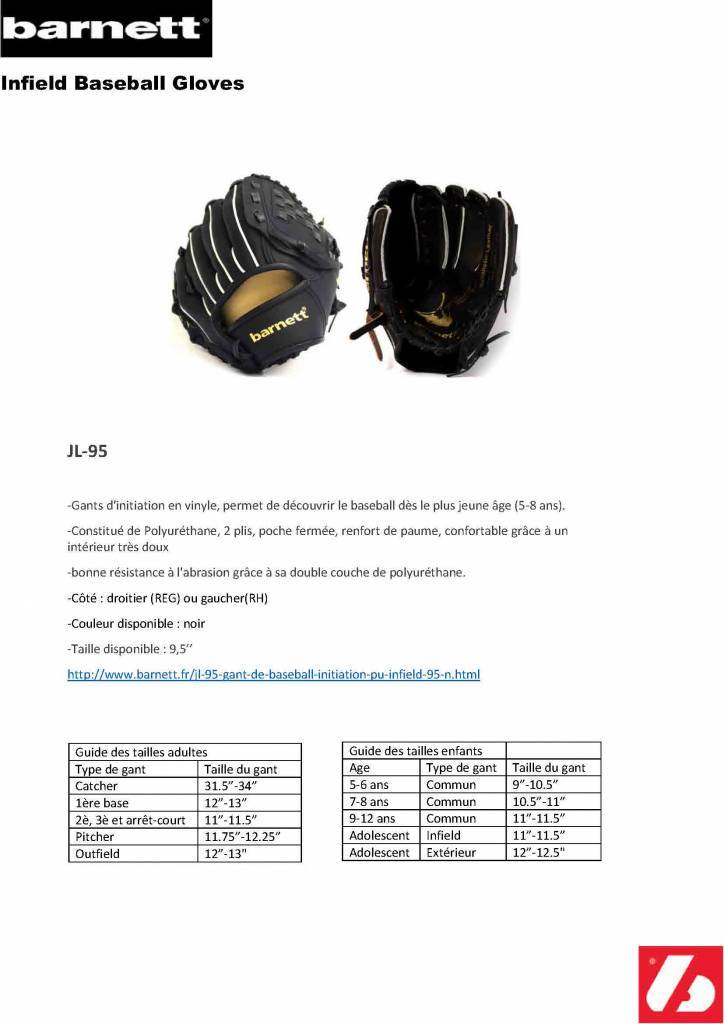 JL-95 Guante de béisbol compuesto, Infield, tamaño 9.5, negro